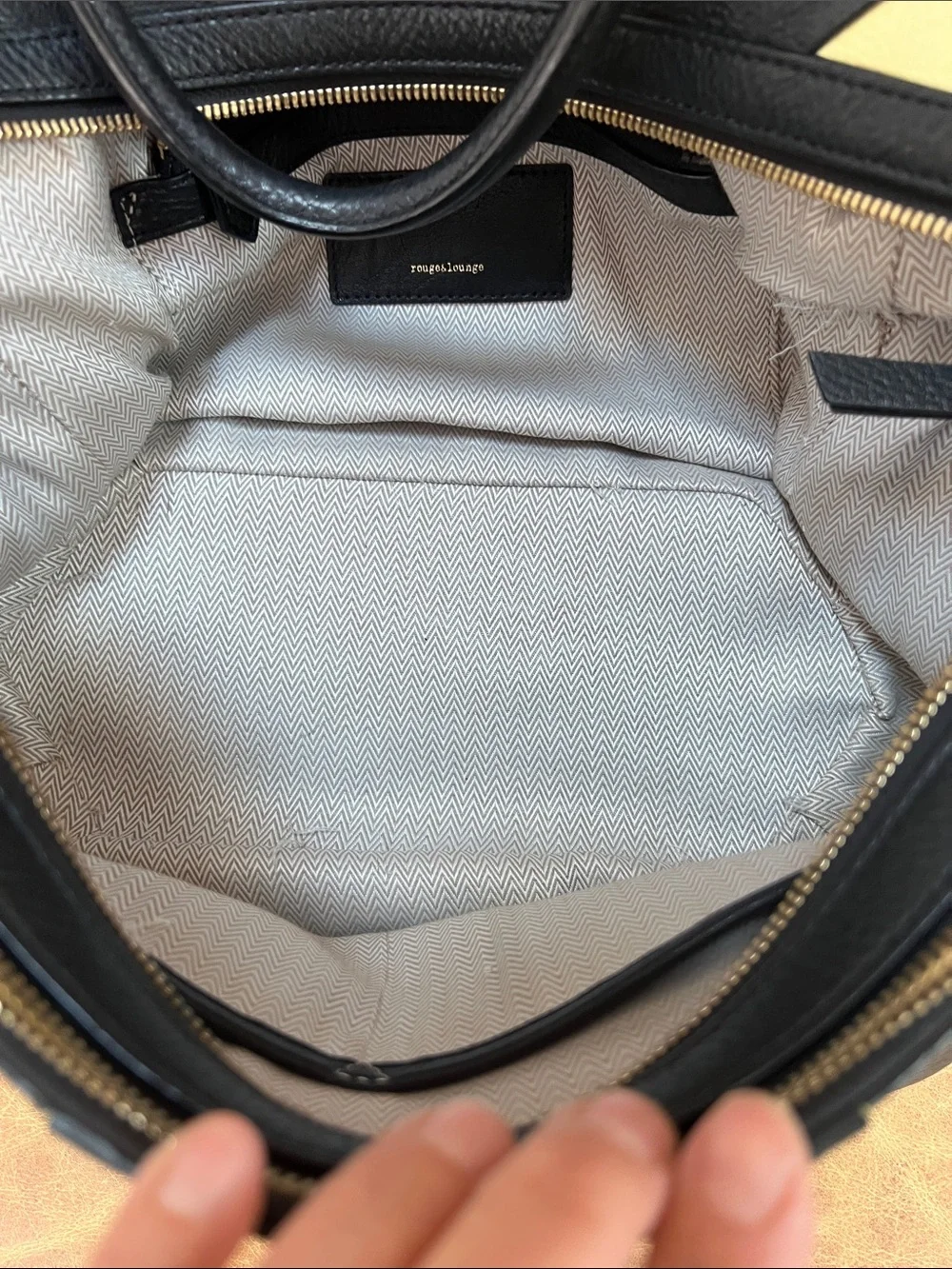 Black & Cream Chevron Leather Satchel Rouge & Lounge leather purse